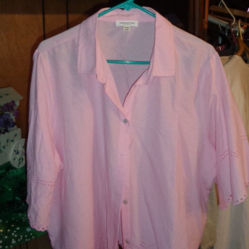 NEW-PRETTY PINK FEMININE BLOUSE-BEACH LUNCH LOUNGE-LIGHT BREEZY-SZ XL